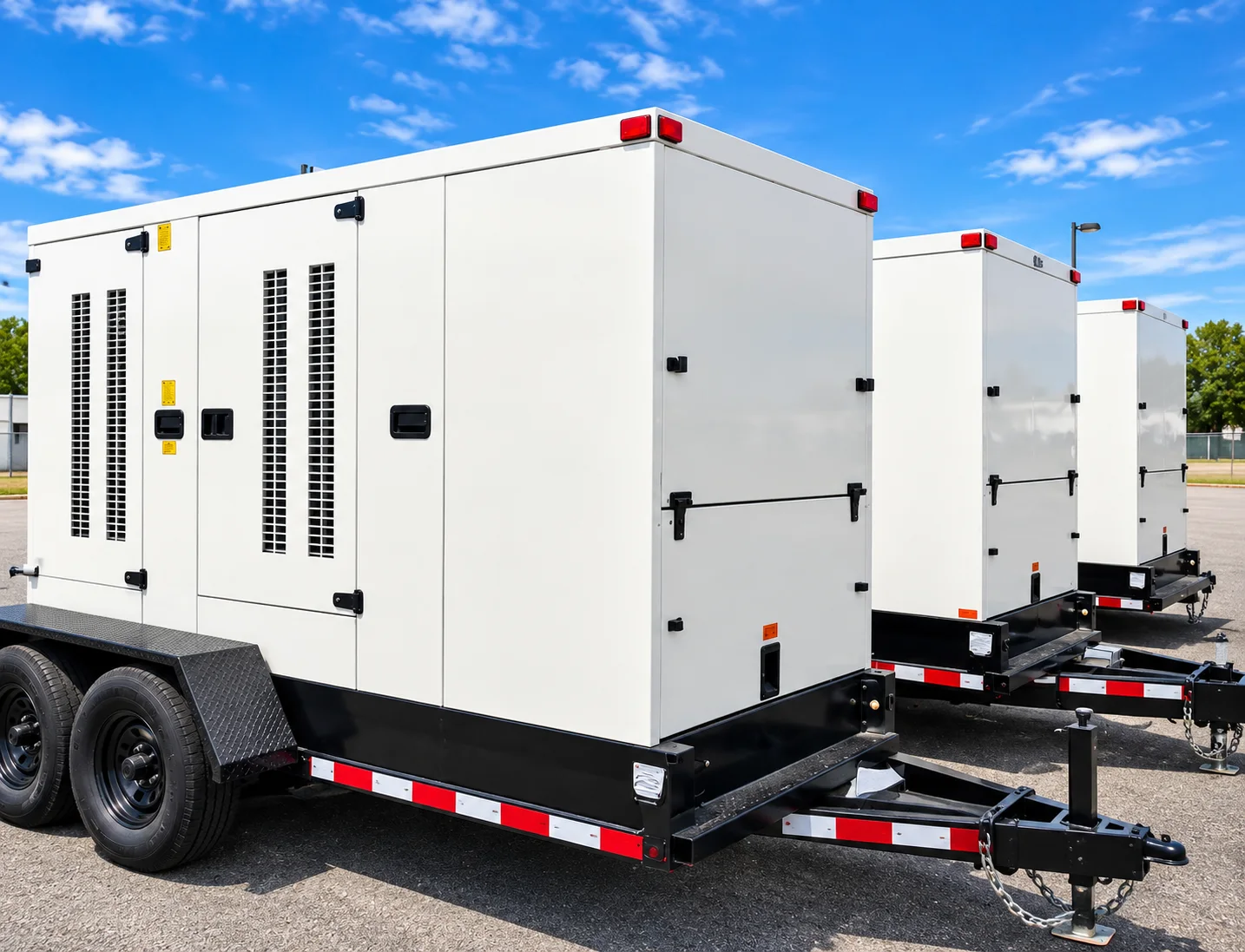 Enclosed generator equipment mounted on a trailer